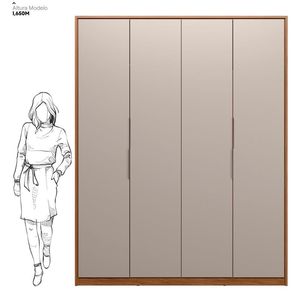 Guarda Roupa Casal 4 Portas E 3 Gavetas Attore - Nogueira-nude Prime Tx - 4