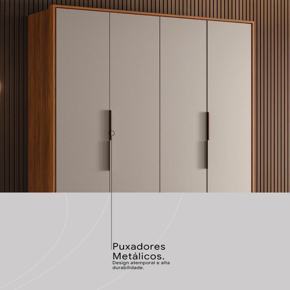 Guarda Roupa Casal 4 Portas E 3 Gavetas Attore - Nogueira-nude Prime Tx - 8