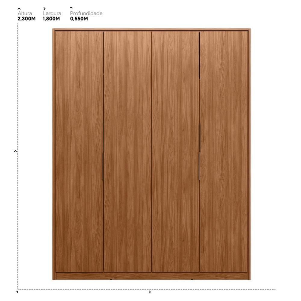Guarda Roupa Casal 4 Portas E 3 Gavetas Attore Nogueira Touch - 2