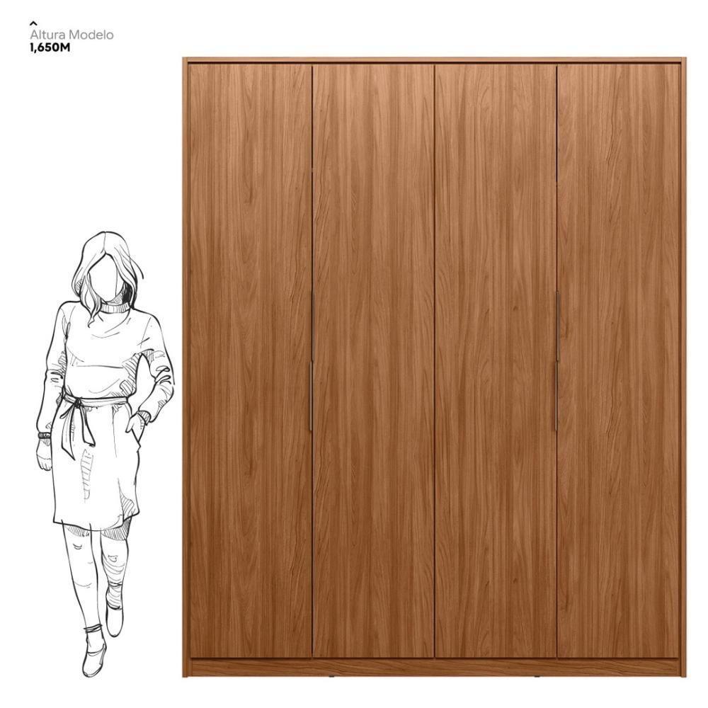 Guarda Roupa Casal 4 Portas E 3 Gavetas Attore Nogueira Touch - 4