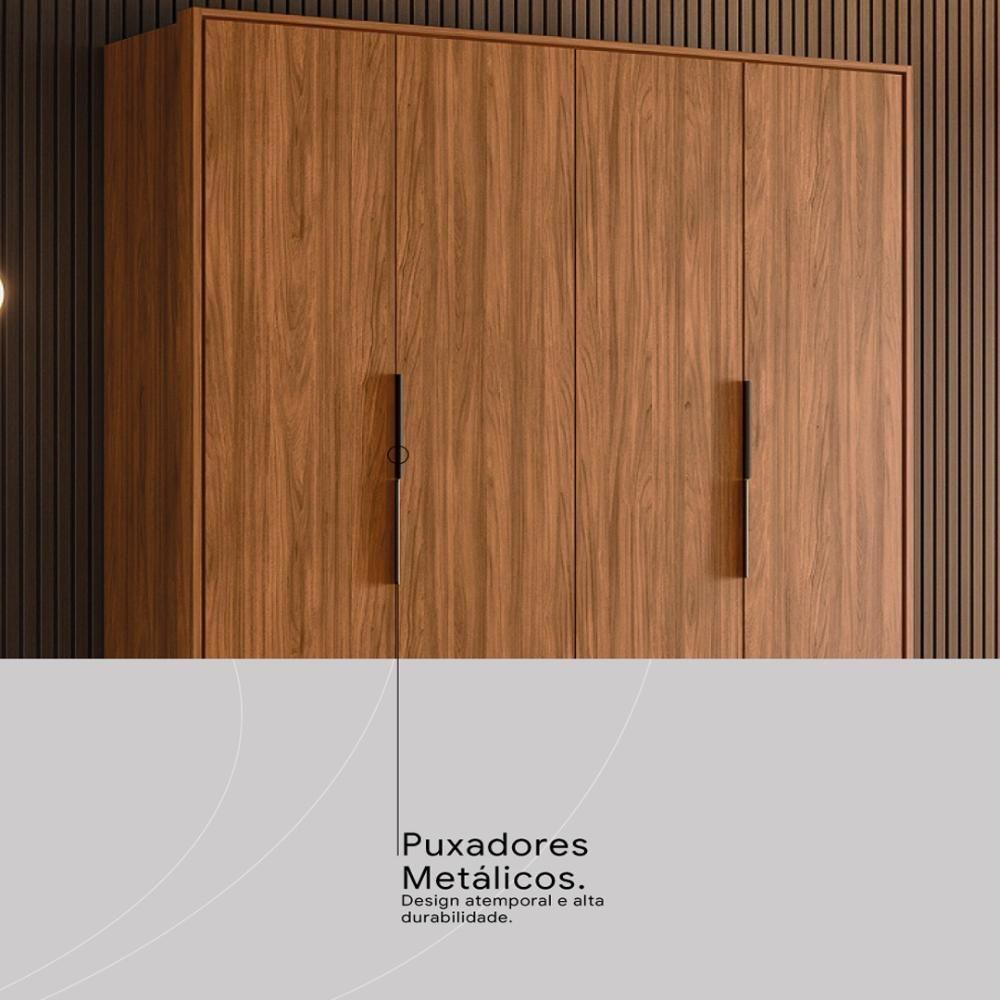 Guarda Roupa Casal 4 Portas E 3 Gavetas Attore Nogueira Touch - 8