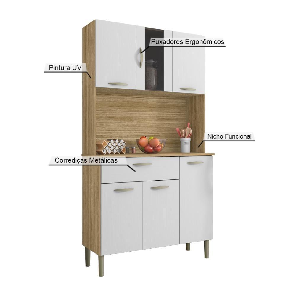 Armário De Cozinha Compacta 6 Portas 1 Gaveta Pan Freijó-supremo - 6