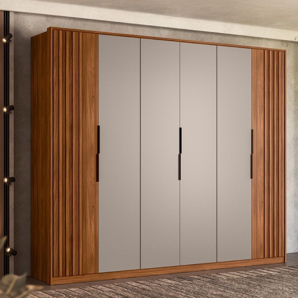 Guarda Roupa Casal 6 Portas Com Ripado E 6 Gavetas Atrice - Nogueira-nude Prime Tx - 1