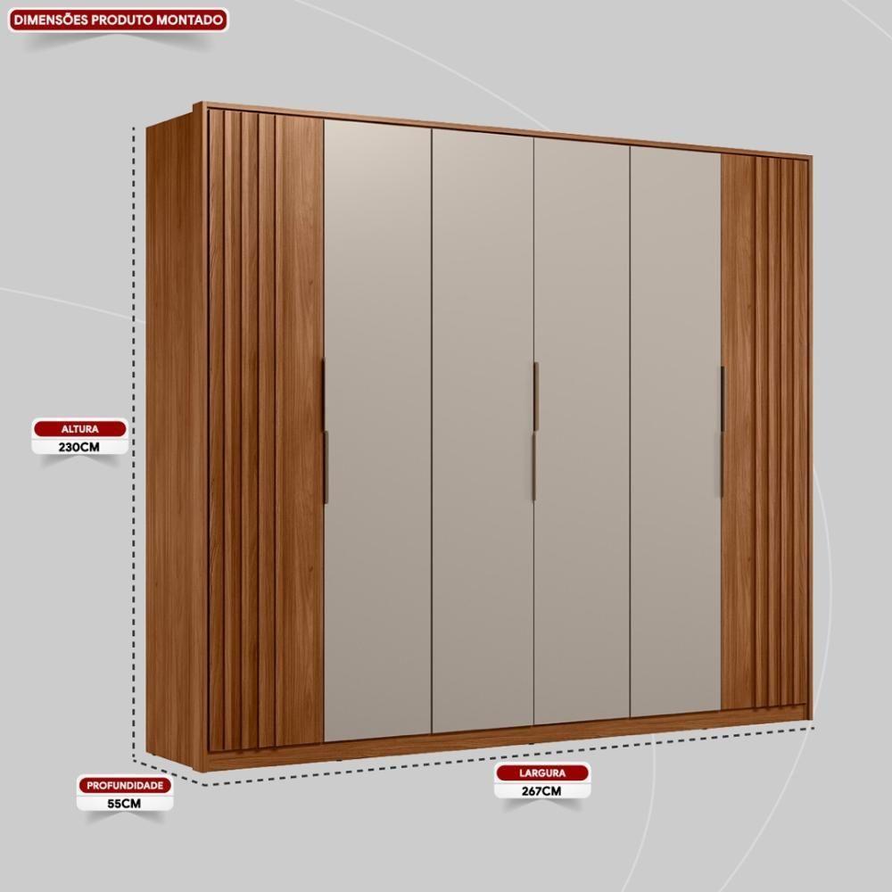 Guarda Roupa Casal 6 Portas Com Ripado E 6 Gavetas Atrice - Nogueira-nude Prime Tx - 3