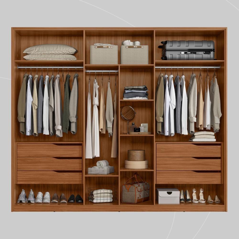 Guarda Roupa Casal 6 Portas Com Ripado E 6 Gavetas Atrice - Nogueira-nude Prime Tx - 4