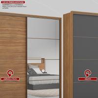 Guarda Roupa Casal 2 Portas Com Espelho E 3 Gavetas Belga Amêndola-grafito - 2