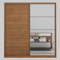 Guarda Roupa Casal 2 Portas Com Espelho E 3 Gavetas Belga Amêndola-grafito - 10