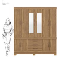 Guarda Roupa Casal 10 Portas Com Espelho E 3 Gavetas New Murano Amêndola Touch
