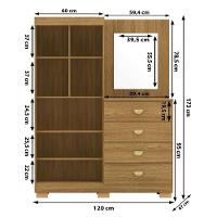 Cômoda Roupeiro Com Espelho 2 Portas 4 Gavetas Cristal - Nature - 7