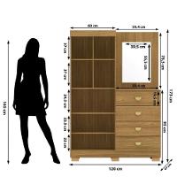 Cômoda Roupeiro Com Espelho 2 Portas 4 Gavetas Cristal - Nature - 8