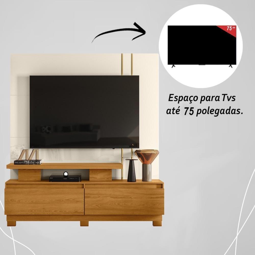 Estante Home Theater Para Tvs Até 75 Polegadas New Apolo - Cinamomo/off White - 4
