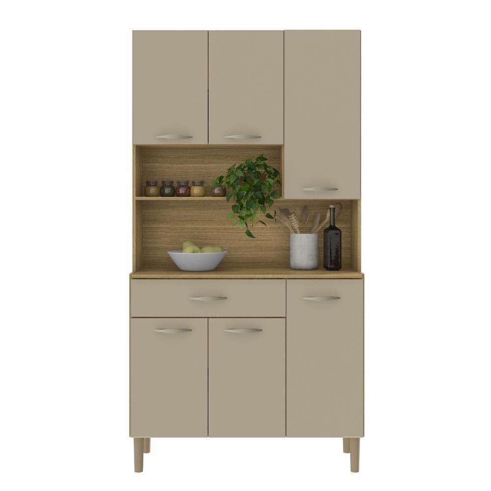 Armário De Cozinha Compacta 6 Portas 1 Gaveta Apolo Freijó-vanilla - 7
