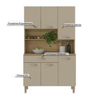 Armário De Cozinha Compacta 6 Portas 1 Gaveta Apolo Freijó-vanilla - 5