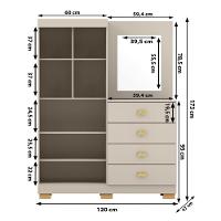 Cômoda Roupeiro Com Espelho 2 Portas 4 Gavetas Cristal - Fendi - 2