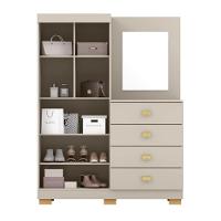 Cômoda Roupeiro Com Espelho 2 Portas 4 Gavetas Cristal - Fendi - 3