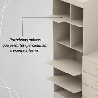 Cômoda Roupeiro Com Espelho 2 Portas 4 Gavetas Cristal - Fendi - 7