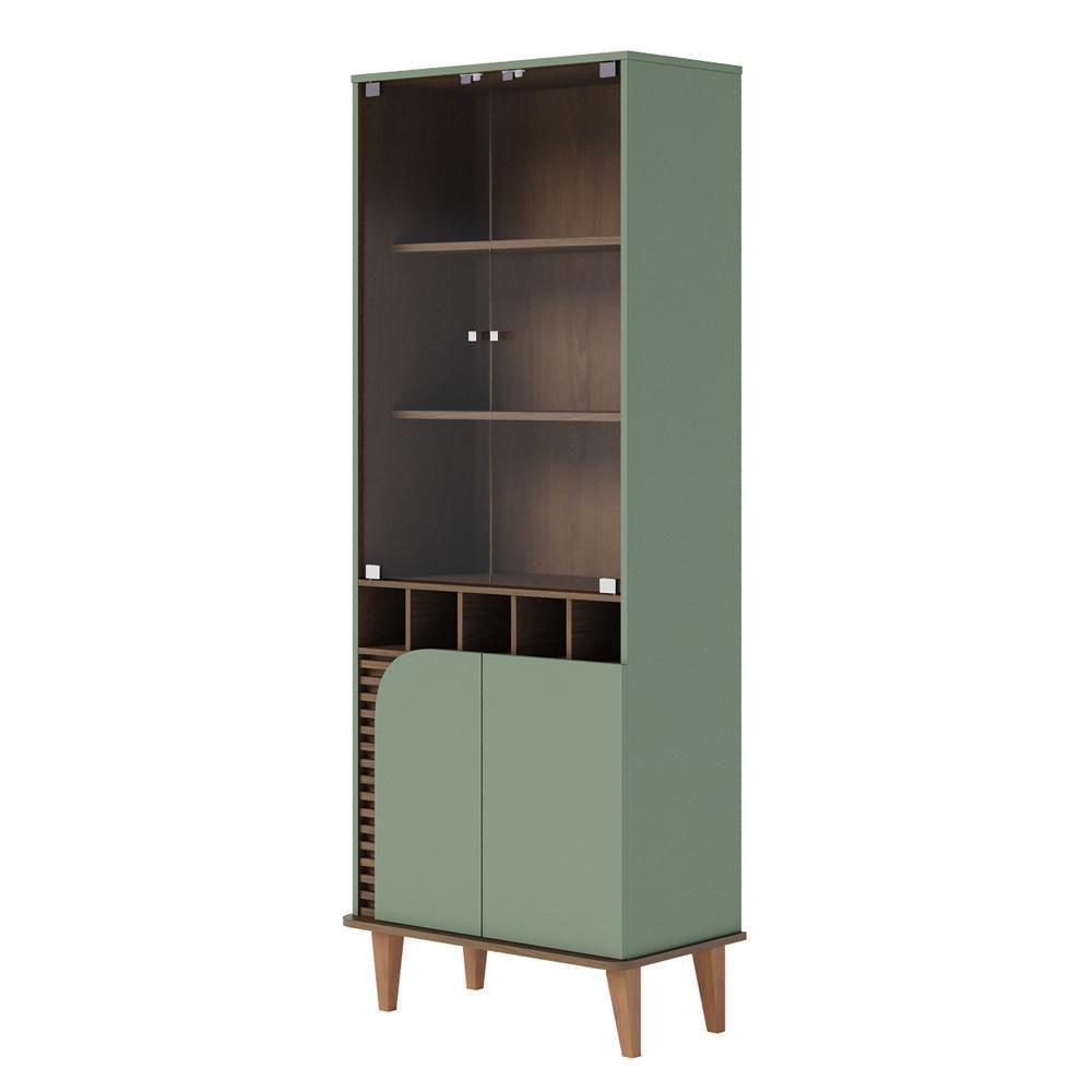 Cristaleira Com Portas De Vidro E Adega Jurerê - Hortelã/amêndoa - 6