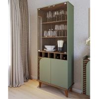 Cristaleira Com Portas De Vidro E Adega Jurerê - Hortelã/amêndoa - 1