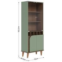 Cristaleira Com Portas De Vidro E Adega Jurerê - Hortelã/amêndoa - 2