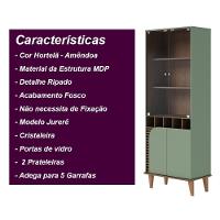 Cristaleira Com Portas De Vidro E Adega Jurerê - Hortelã/amêndoa