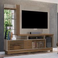 Estante Home Theater 2 Portas Com Espelho Led Frizz Plus - Fendi/naturale - 1