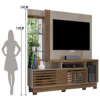 Estante Home Theater 2 Portas Com Espelho Led Frizz Plus - Fendi/naturale - 3