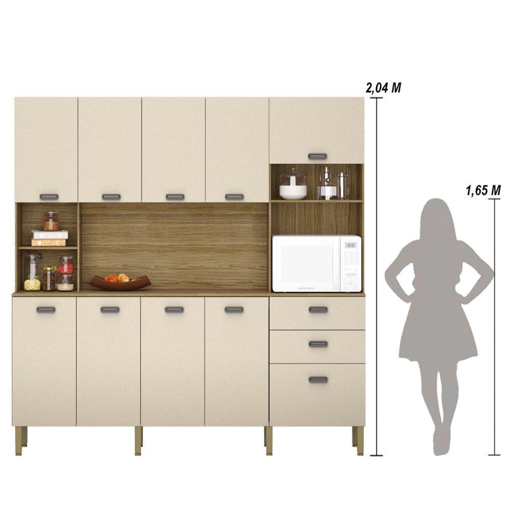 Armario De Cozinha Compacta 10 Portas 2 Gavetas Intense Freijó-vanilla - 3