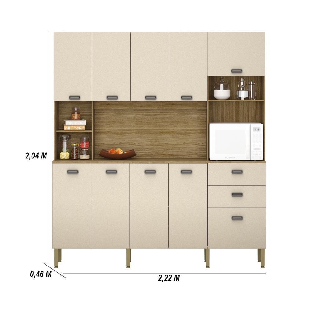 Armario De Cozinha Compacta 10 Portas 2 Gavetas Intense Freijó-vanilla - 5