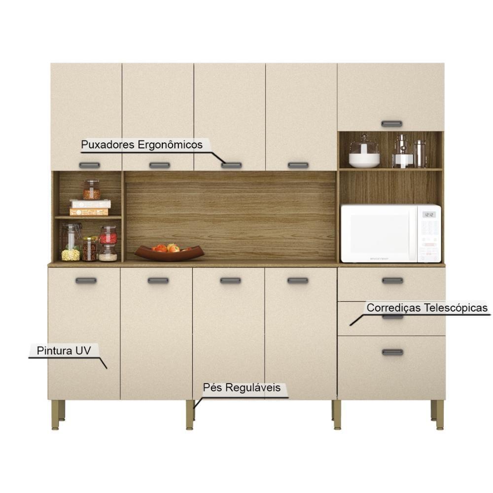 Armario De Cozinha Compacta 10 Portas 2 Gavetas Intense Freijó-vanilla - 7