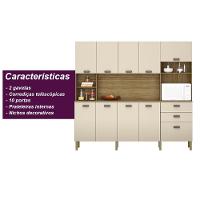 Armario De Cozinha Compacta 10 Portas 2 Gavetas Intense Freijó-vanilla
