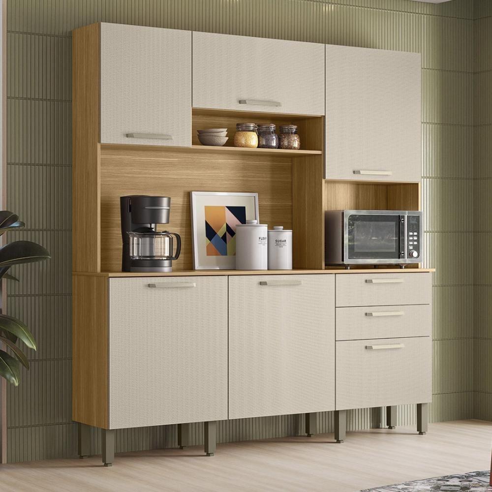 Armário De Cozinha Compacta Mdf 6 Portas Ferrara Plus Freijó-soft - 1
