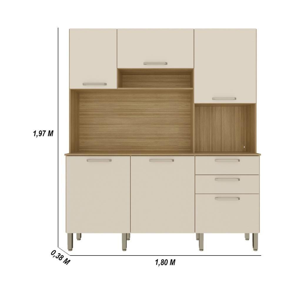 Armário De Cozinha Compacta Mdf 6 Portas Ferrara Plus Freijó-soft - 2