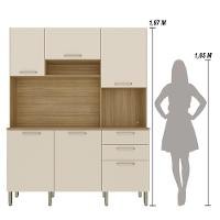 Armário De Cozinha Compacta Mdf 6 Portas Ferrara Plus Freijó-soft
