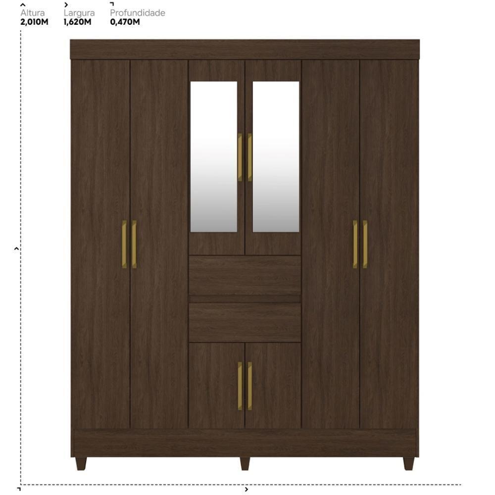Guarda Roupa Casal 8 Portas Com Espelho E 2 Gavetas Paranaguá ébano Touch - 2