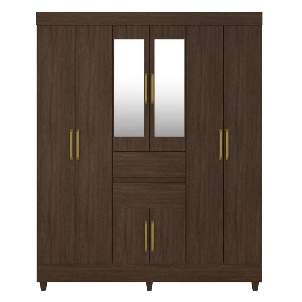 Guarda Roupa Casal 8 Portas Com Espelho E 2 Gavetas Paranaguá ébano Touch - 6