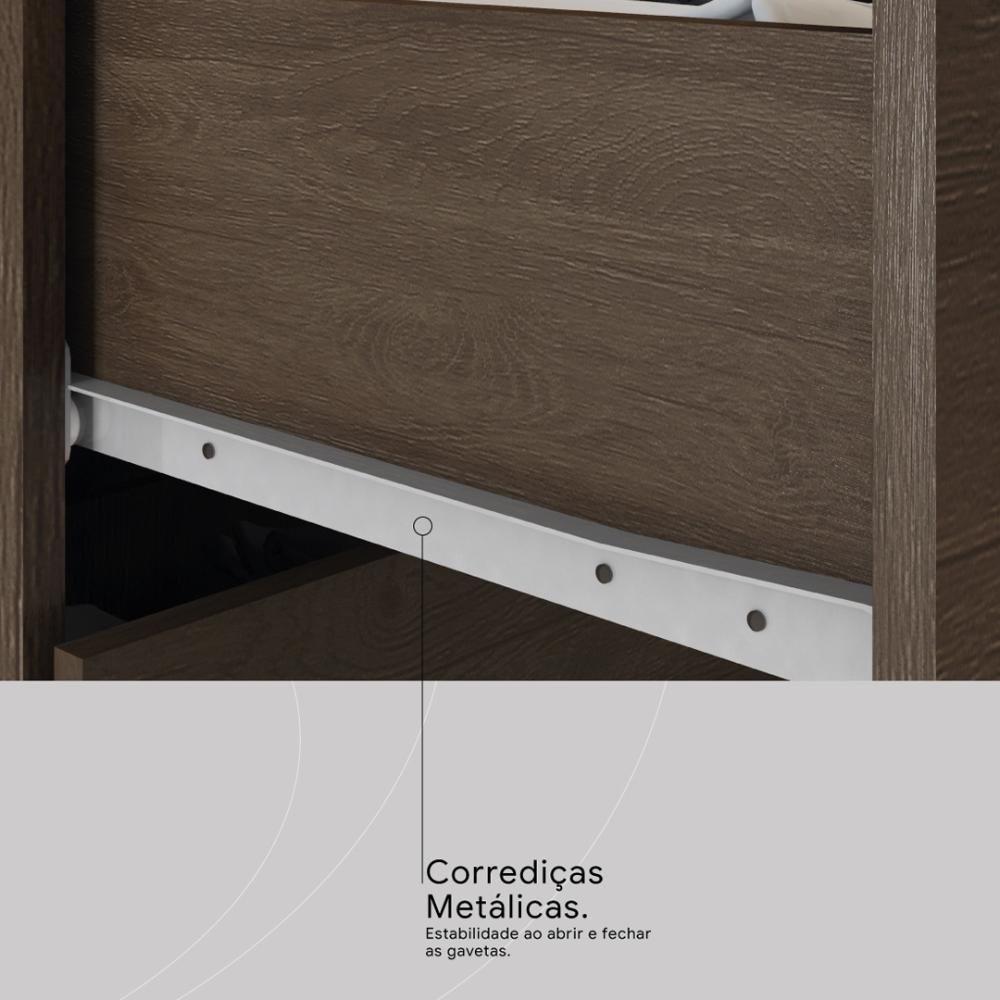 Guarda Roupa Casal 8 Portas Com Espelho E 2 Gavetas Paranaguá ébano Touch - 7