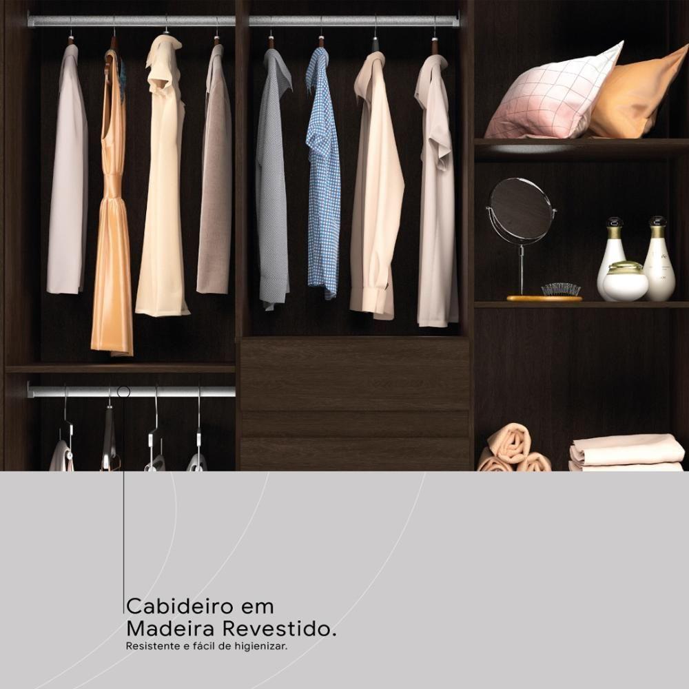 Guarda Roupa Casal 8 Portas Com Espelho E 2 Gavetas Paranaguá ébano Touch - 8