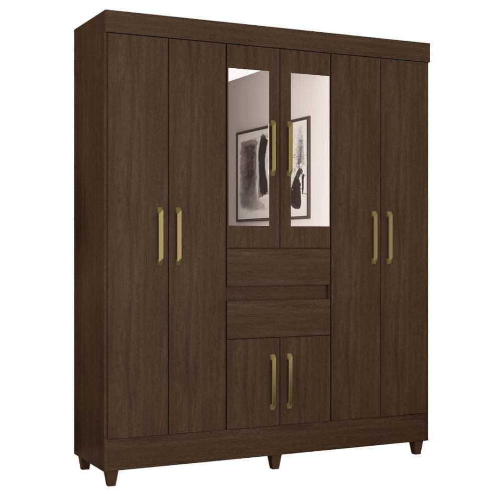 Guarda Roupa Casal 8 Portas Com Espelho E 2 Gavetas Paranaguá ébano Touch - 10