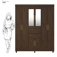 Guarda Roupa Casal 8 Portas Com Espelho E 2 Gavetas Paranaguá ébano Touch