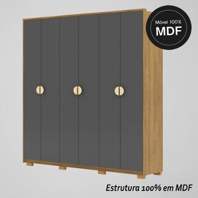 Guarda Roupa Casal Noronha 6 Portas de Giro 4 Gavetas Nature-alasca MDF