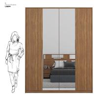 Guarda Roupa Casal 4 Portas Com Espelho E 3 Gavetas Attore Amêndola Touch - 3