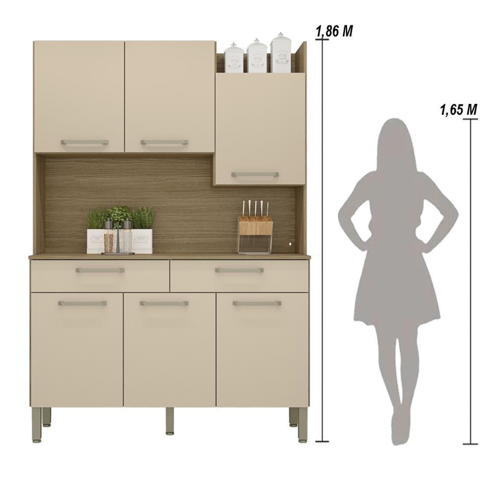 Armário De Cozinha Compacta 6 Portas 2 Gavetas Modena Freijó-vanilla - 4