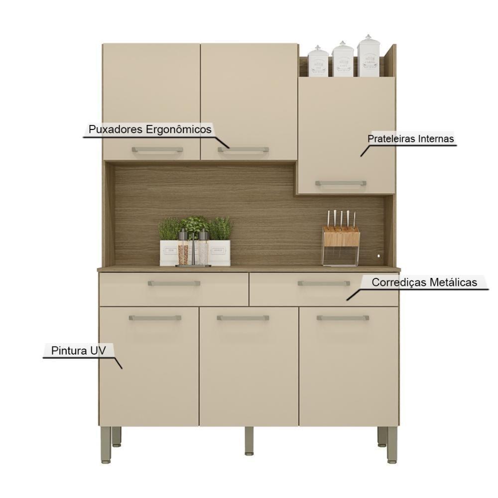 Armário De Cozinha Compacta 6 Portas 2 Gavetas Modena Freijó-vanilla - 5