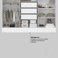 Guarda Roupa Casal 6 Portas Com Espelho E 3 Gavetas Prático Branco - 6