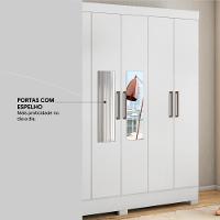 Guarda Roupa Casal 6 Portas Com Espelho E 3 Gavetas Prático Branco - 8