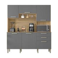 Armario De Cozinha Compacta 6 Portas 2 Gavetas Ferrara Freijó-gris - 3