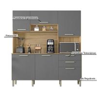 Armario De Cozinha Compacta 6 Portas 2 Gavetas Ferrara Freijó-gris - 5