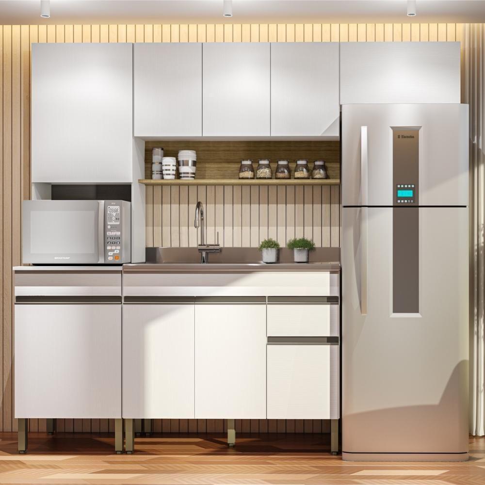 Armário De Cozinha Completa 120 Com Balcão Para Pia 9 Portas Line Freijó-supremo - 1