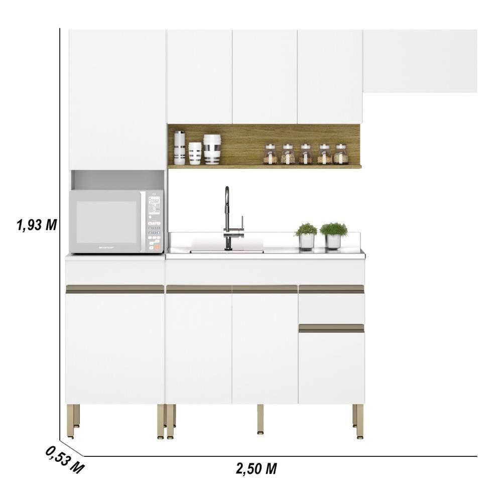 Armário De Cozinha Completa 120 Com Balcão Para Pia 9 Portas Line Freijó-supremo - 2