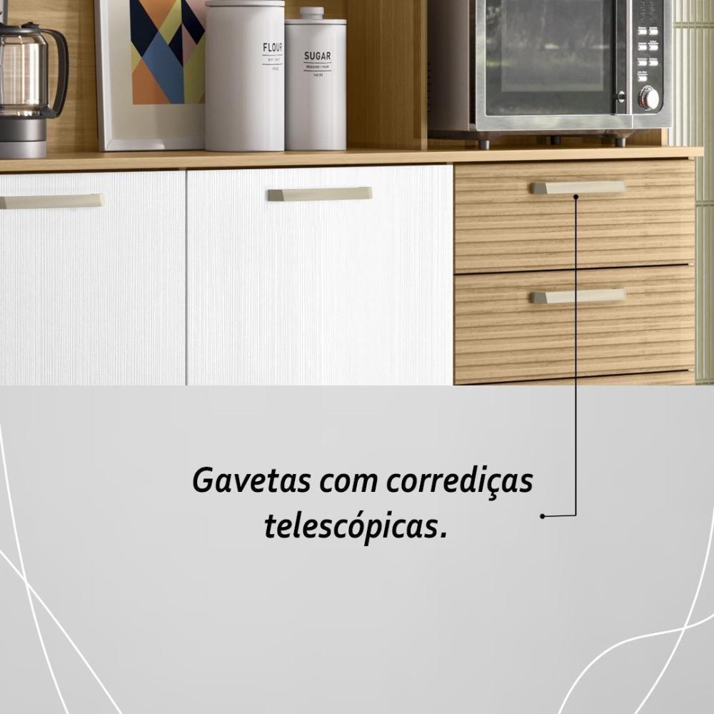 Armário De Cozinha Compacta Mdf 6 Portas Ferrara Plus Freijó-supremo-com Ripado - 2